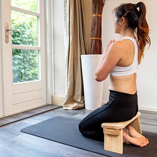 Yamkas Banco de Meditación | Taburete de Yoga de Madera Maciza de Haya | Meditation Bench para una Meditación Profunda | Hecho en Europa | American Oak Fixed