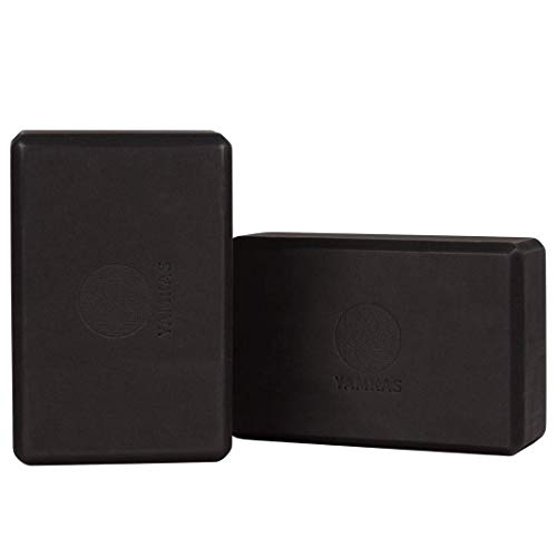 Yamkas Bloque de Yoga | 1 o 2 Piezas | Yoga Block Espuma Eva | Bloques para Ejercicio y Pilates | Ladrillo Yoga | Negro