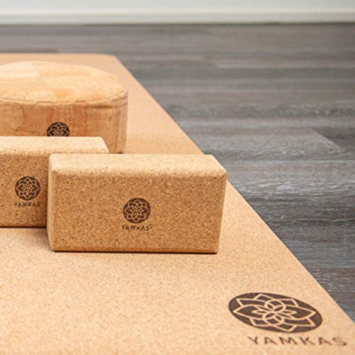 Yamkas Bloque Yoga Corcho | Yoga Block Cork Ecológica | Bloques para Ejercicio y Pilates | Ladrillo Yoga Natural Made in Portugal | 227x120x75mm