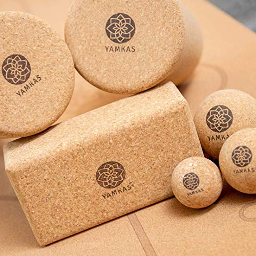 Yamkas Bloque Yoga Corcho | Yoga Block Cork Ecológica | Bloques para Ejercicio y Pilates | Ladrillo Yoga Natural Made in Portugal | 227x120x75mm