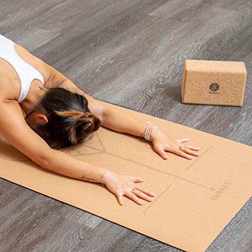 Yamkas Bloque Yoga Corcho | Yoga Block Cork Ecológica | Bloques para Ejercicio y Pilates | Ladrillo Yoga Natural Made in Portugal | 227x120x75mm