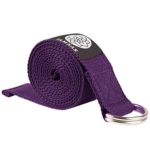 Yamkas Cinturon Yoga Correa | 1.8M - 3M | Correas Yoga Estiramiento | Yoga Strap Belt 100% Algodon | Morado