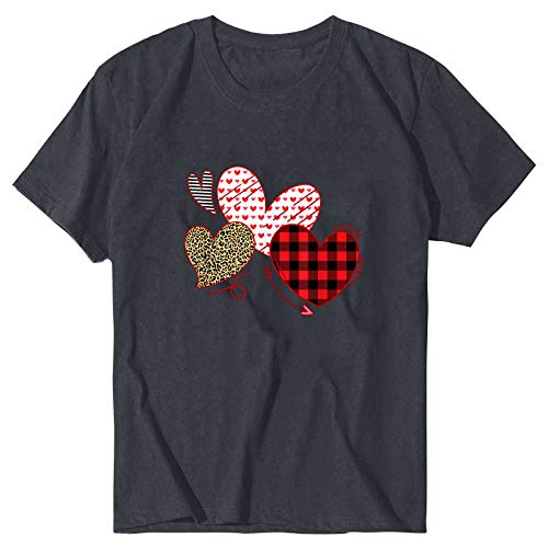 YANFANG Camiseta para Mujer Unisex Traje de Pareja de Manga Corta con Estampado de corazón de San Valentín Negro Gris Blanco YANFANG Camiseta para Mujer Unisex Traje de Pareja de Manga Corta con Estampado de corazón de San Valentín Negro Gris Blanco