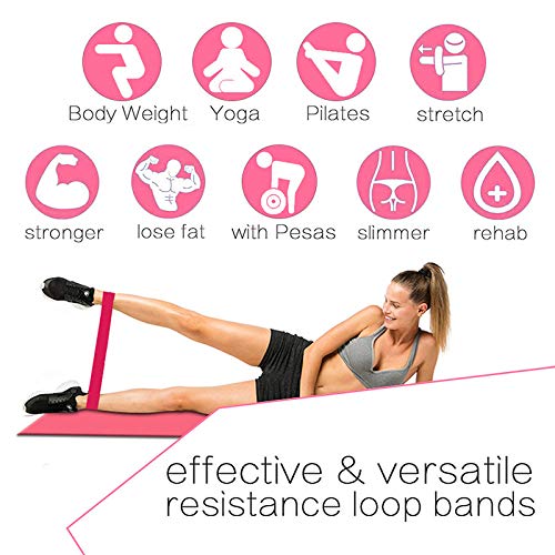 YanFeng 5 PCS Bandas de Resistencia Elástica para Fitness, Ejercicio de Piernas y Glúteos y Brazos Entrenamiento de Cuerpo Completo para Mujeres, Hombres, Yoga, Banda de Resistencia de Pilates