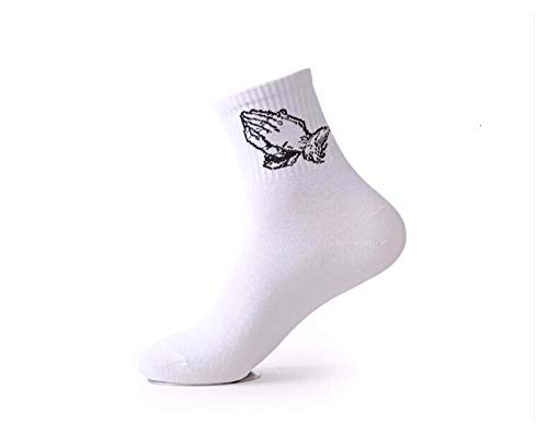 Yanqhua Calcetines esponjosos Moda patín de algodón Calcetines de algodón Hombres Mujeres Hip Hop Divertido Novedad Blanco Negro Funky (Color : Virgin Mary White)