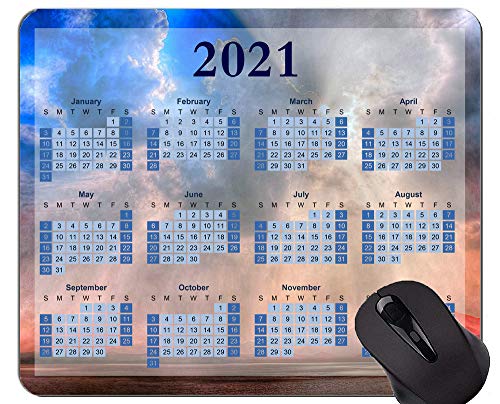 Yanteng Alfombrilla de ratón Premium Dorada para Juegos con Calendario 2021 Personalizada, Alfombrilla de ratón para Juegos con temática Beach Sky