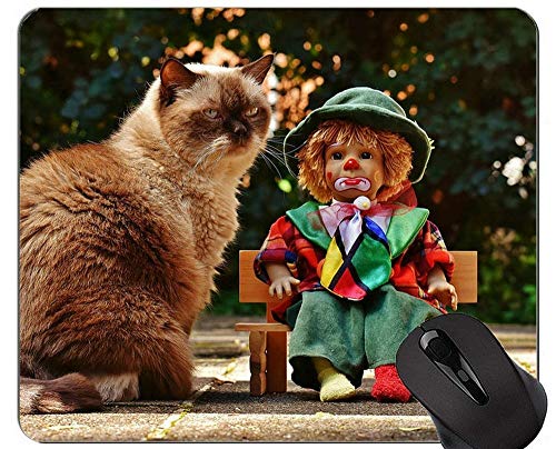 Yanteng Alfombrillas de ratón, Alfombrilla de ratón Oriental de Pelo Corto para Gatos con Borde de Bloqueo, Alfombrilla de ratón de muñeca con Borde Cosido