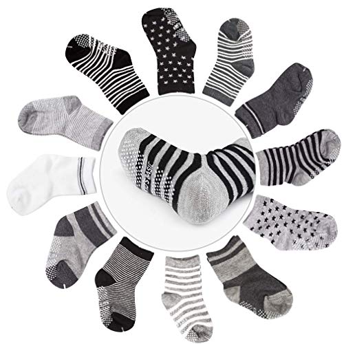 YANWANG 12 Pares de Calcetines de Algodón Antideslizantes Con Agarre para Bebés y Niños Pequeños(3#Estrella,3-5 años) YANWANG 12 Pares de Calcetines de Algodón Antideslizantes Con Agarre para Bebés y Niños Pequeños(3#Estrella,3-5 años)