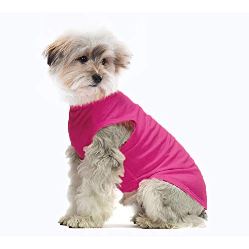 YAODHAOD Ropa de Perro de algodón de Color sólido Camisetas para Perros, Camisetas de algodón Suaves y Transpirables, Ropa para Perros pequeños, medianos, Gatos, 2 Piezas (XL, Blanco + Rosa)