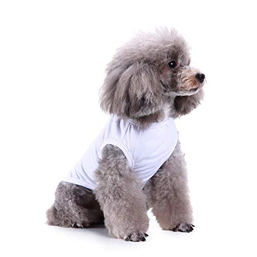 YAODHAOD Ropa de Perro de algodón de Color sólido Camisetas para Perros, Camisetas de algodón Suaves y Transpirables, Ropa para Perros pequeños, medianos, Gatos, 2 Piezas (XL, Blanco + Rosa)