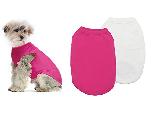 YAODHAOD Ropa de Perro de algodón de Color sólido Camisetas para Perros, Camisetas de algodón Suaves y Transpirables, Ropa para Perros pequeños, medianos, Gatos, 2 Piezas (XL, Blanco + Rosa) YAODHAOD Ropa de Perro de algodón de Color sólido Camisetas para Perros, Camisetas de algodón Suaves y Transpirables, Ropa para Perros pequeños, medianos, Gatos, 2 Piezas (XL, Blanco + Rosa)