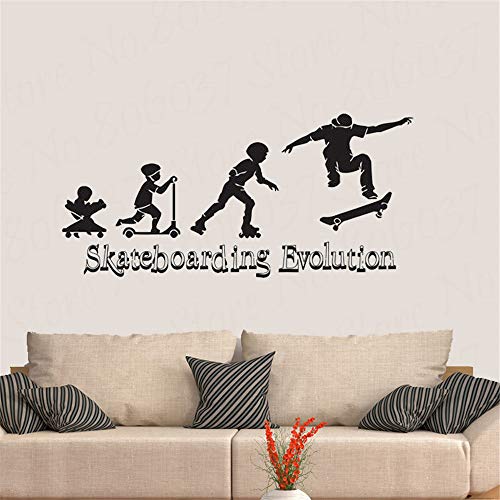 yaonuli Skateboard Evolution Wall Decal Skateboard Habitación de los niños Etiqueta de la Pared removible Decoración para el hogar 74x36cm