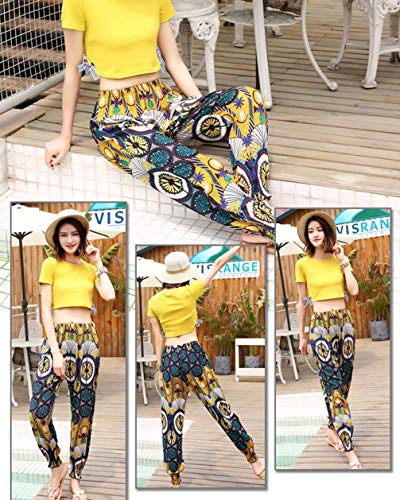 YAOTT Pantalones Largos Harem de Jogger Sueltos Mujer Harem Boho Hippie tailandés 2 S YAOTT Pantalones Largos Harem de Jogger Sueltos Mujer Harem Boho Hippie tailandés 2 S