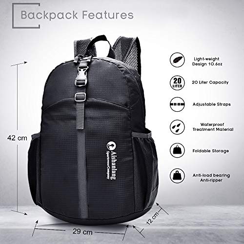 YARD Mochila Plegable Ligera 20L, Mochila de Senderismo, Impermeable para Hombre Mujer, para Viajes/Acampada/al Aire Libre YARD Mochila Plegable Ligera 20L, Mochila de Senderismo, Impermeable para Hombre Mujer, para Viajes/Acampada/al Aire Libre