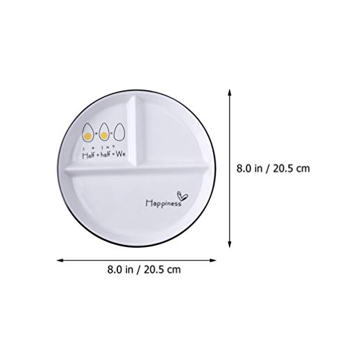 YARNOW Plato de Adelgazamiento de Cerámica Dividido Plato Dividido Reutilizable Tres Plato Redondo Dividido Plato Bandeja Dieta Control de Porciones Plato de Pérdida de Peso Blanco