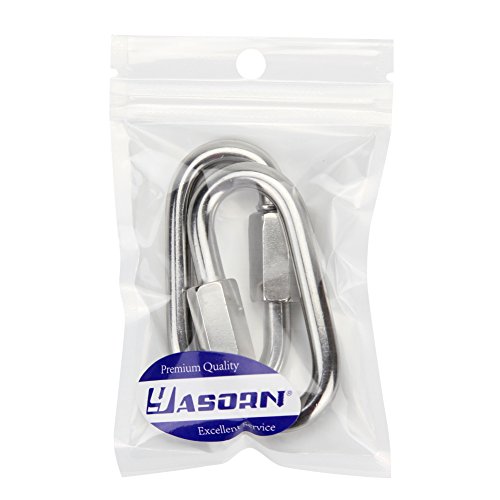 Yasorn 2-pack M8 de acero inoxidable D Forma de bloqueo Mosquetón Quick Link Llavero de la hebilla