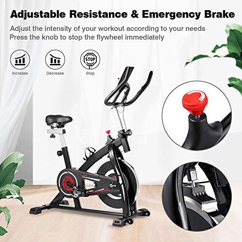 YBZS Bicicleta Estática para Interiores, Bicicleta De Ejercicios Giratoria Familiarultra Silenciosa para,aeróbico Tipo Cojín Cómodo con,Pantalla LCD / 150 Kg De Peso,A