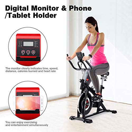 YBZS Bicicleta Estática para Interiores, Bicicleta De Ejercicios Giratoria Familiarultra Silenciosa para,aeróbico Tipo Cojín Cómodo con,Pantalla LCD / 150 Kg De Peso,A