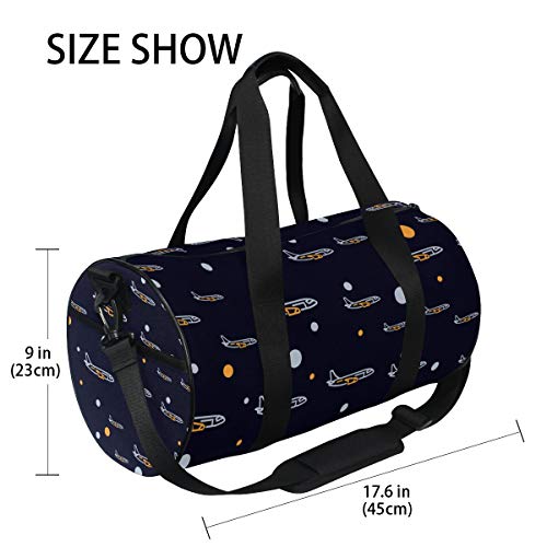 YCHY Gym Bag,Bolsa de Deporte Icono de avión Estilo de línea Aislado en,Nuevo Cubo con Estampado de Lienzo Bolsa de Deporte Bolsas de Fitness Bolsa de Viaje de Lona