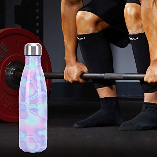 YCLIFE Botella Agua de Acero Inoxidable 500ml, Nuevo Diseño Sin BPA, Aislamiento de Vacío de Doble Pared Durante 24 Horas Frío y 12 Cálido, Deporte, Exterior, Gimnasio (Nube Arcoiris)