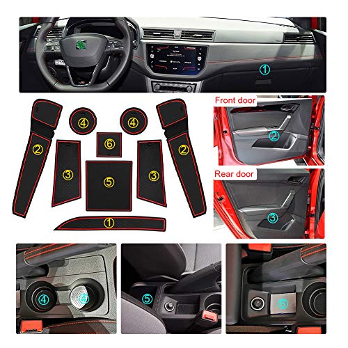 YEE PIN Alfombrillas Antideslizantes Seat Ibiza Arona 2017-2019 Accesorios, Alfombras de Goma para Consola Central Portavasos Coche Interior YEE PIN Alfombrillas Antideslizantes Seat Ibiza Arona 2017-2019 Accesorios, Alfombras de Goma para Consola Central Portavasos Coche Interior