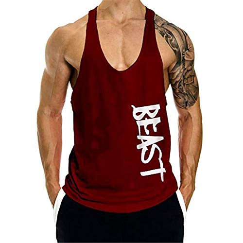 YeeHoo Hombre Beast Camisetas Bodybuilding Chaleco de Tirantes Gimnasio Tank Top Sport Vest