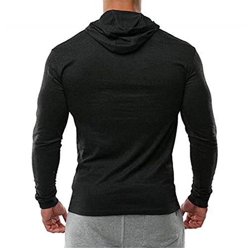 YeeHoo Hombre Bodybuilding Manga Larga Camisetas con Capucha de Tirantes Sweatshirt