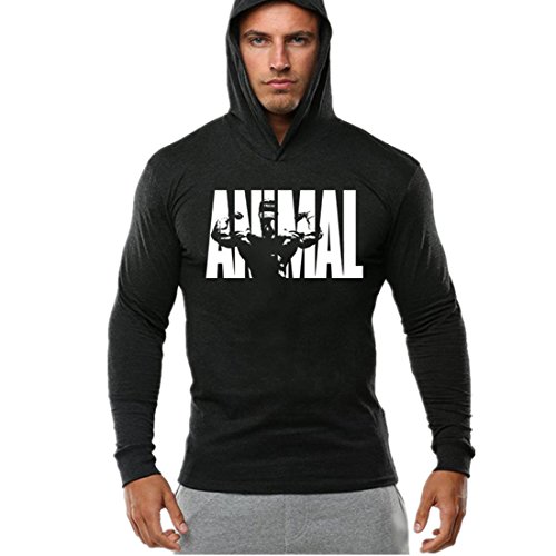 YeeHoo Hombre Bodybuilding Manga Larga Camisetas con Capucha de Tirantes Sweatshirt YeeHoo Hombre Bodybuilding Manga Larga Camisetas con Capucha de Tirantes Sweatshirt