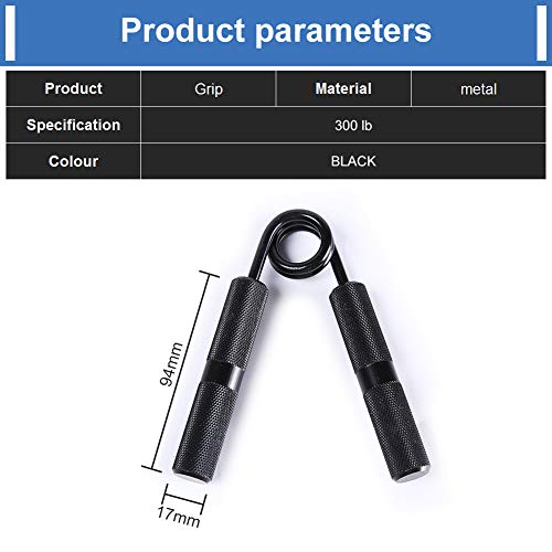 Yesloo Hand Grip Strength, Pinza de Entrenamiento de antebrazo de Metal, 5 resistencias 100LB-300LB, Ejercitador de Manos, Entrenamiento Muscular y rehabilitación (Negro) Yesloo Hand Grip Strength, Pinza de Entrenamiento de antebrazo de Metal, 5 resistencias 100LB-300LB, Ejercitador de Manos, Entrenamiento Muscular y rehabilitación (Negro)