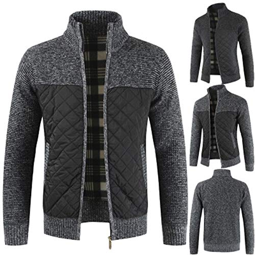 Yesmile Rebeca Hombre otoño Invierno Packwork Abrigo cálido de Manga Larga con Cremallera Cardigan de Punto Capa de Color Suave Abrigo Hombre Invierno Rebajas