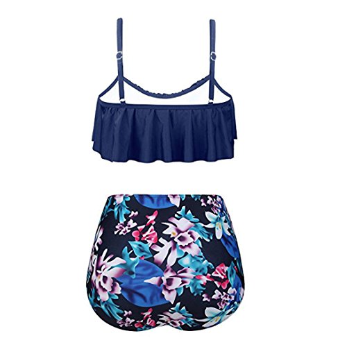 Yesmile Ropa de Baño Mujer Bikini Deportivo Mujeres Alta Cintura Bikinis Traje de Baño Swimsuit Mujer Retro Beachwear Bikini Set (L, Azul)