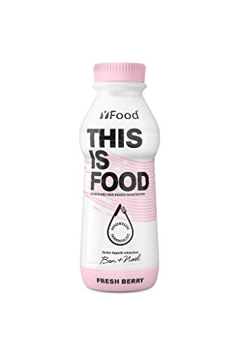 YFood Berry | Batido Sustitutivo | Sustitutivo de comida sin lactosa ni gluten | 33g de proteínas, 26 vitaminas y minerales | 25% de las calorías diarias requeridas | 12 x 500 ml (1kcal/ml)