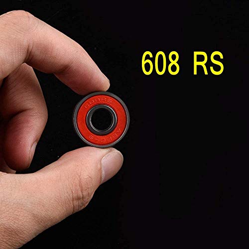 YFOX Rodamientos rígidos de Bolas 608RS de 8x22x7mm,rodamientos de Bolas Dobles de Goma roja sellados,adecuados para rodamientos de Skate,Patines,Patines en línea (10 Juegos)