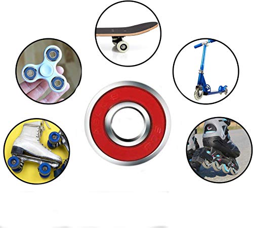 YFOX Rodamientos rígidos de Bolas 608RS de 8x22x7mm,rodamientos de Bolas Dobles de Goma roja sellados,adecuados para rodamientos de Skate,Patines,Patines en línea (10 Juegos) YFOX Rodamientos rígidos de Bolas 608RS de 8x22x7mm,rodamientos de Bolas Dobles de Goma roja sellados,adecuados para rodamientos de Skate,Patines,Patines en línea (10 Juegos)