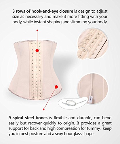 YIANNA Faja Reductora Mujer Colombiana Largo Torso Latex Waist Trainer Fajas Reductoras Adelgazantes Abdomen Postparto Beige con 9 Huesos Acero, 110288 Size XL YIANNA Faja Reductora Mujer Colombiana Largo Torso Latex Waist Trainer Fajas Reductoras Adelgazantes Abdomen Postparto Beige con 9 Huesos Acero, 110288 Size XL