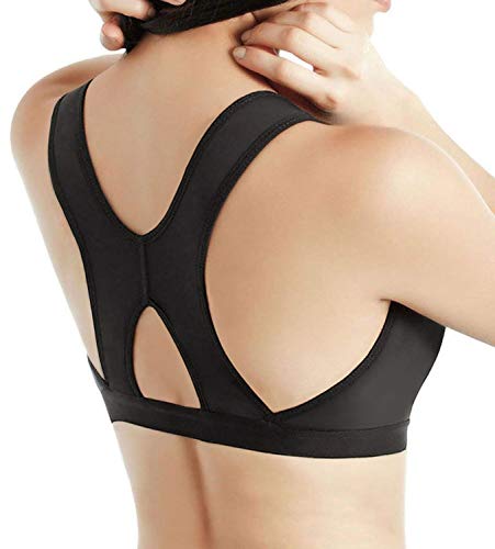 YIANNA Mujer Cierre Delantero Sujetadores Deportivos Post Operatorio con Soporte de Espalda Sin Costura Negro, 128 Size L YIANNA Mujer Cierre Delantero Sujetadores Deportivos Post Operatorio con Soporte de Espalda Sin Costura Negro, 128 Size L