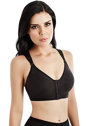 YIANNA Mujer Cierre Delantero Sujetadores Deportivos Post Operatorio con Soporte de Espalda Sin Costura Negro, 128 Size XL YIANNA Mujer Cierre Delantero Sujetadores Deportivos Post Operatorio con Soporte de Espalda Sin Costura Negro, 128 Size XL
