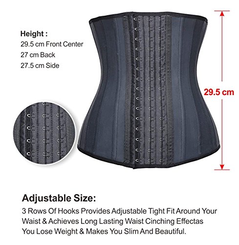 YIANNA Mujer Fajas Reductoras Adelgazante Cómodo Corsé Cintura Entrenador Waist Shaper Corset Reductor Negro con 25 Huesos de Acero, 1210 Size M YIANNA Mujer Fajas Reductoras Adelgazante Cómodo Corsé Cintura Entrenador Waist Shaper Corset Reductor Negro con 25 Huesos de Acero, 1210 Size M