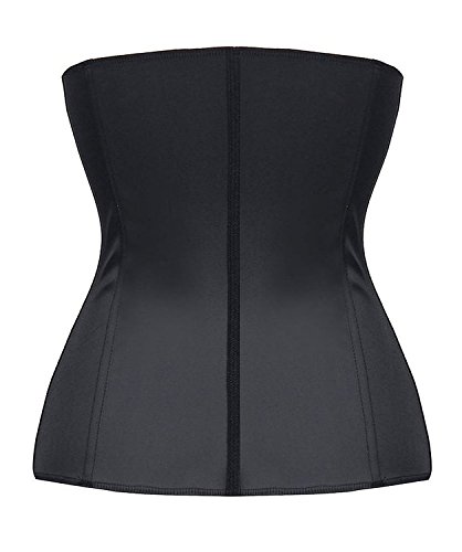 YIANNA Mujer Fajas Reductoras Corsé Waist Trainer Corset Reductor Adelgazante Bustiers de Cinturón Formación Negro, U37G Size L