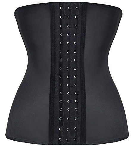 YIANNA Mujer Fajas Reductoras Corsé Waist Trainer Corset Reductor Adelgazante Bustiers de Cinturón Formación Negro, U37G Size M