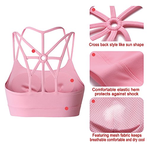 YIANNA Sujetador Deportivo Mujer Alto Impacto Top Deporte Yoga Gimnasio con Relleno Extraíble Sujetadores Deportivos Running Rosa, YA139 Size S YIANNA Sujetador Deportivo Mujer Alto Impacto Top Deporte Yoga Gimnasio con Relleno Extraíble Sujetadores Deportivos Running Rosa, YA139 Size S