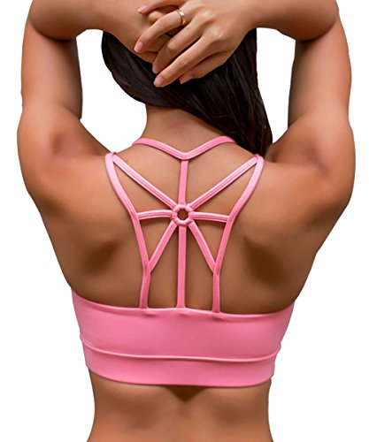 YIANNA Sujetador Deportivo Mujer Alto Impacto Top Deporte Yoga Gimnasio con Relleno Extraíble Sujetadores Deportivos Running Rosa, YA139 Size S YIANNA Sujetador Deportivo Mujer Alto Impacto Top Deporte Yoga Gimnasio con Relleno Extraíble Sujetadores Deportivos Running Rosa, YA139 Size S