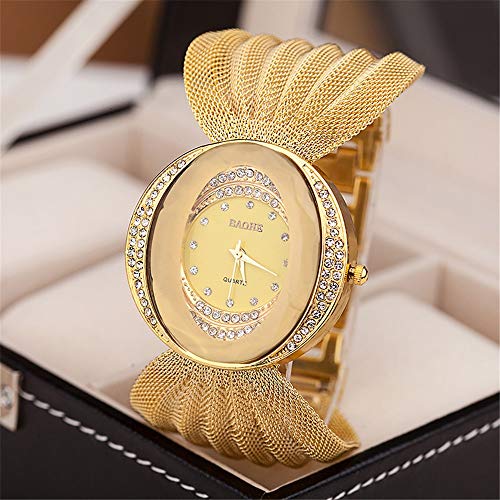 YIBOKANG Dial Elíptico De Lujo De Lujo De Lujo De Lujo De Lujo con La Red De Mariposa Creativa De Mesa con Reloj De Reloj De Regalo Hermoso (Color : Oro)