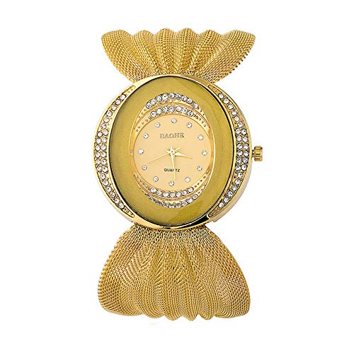 YIBOKANG Dial Elíptico De Lujo De Lujo De Lujo De Lujo De Lujo con La Red De Mariposa Creativa De Mesa con Reloj De Reloj De Regalo Hermoso (Color : Oro)