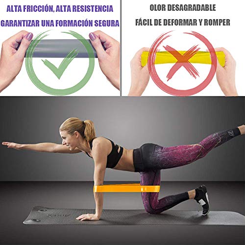 Yicente Bandas Elasticas Musculación Bandas de Resistencia para Gluteos Cadera Piernas Brazos Set de 5 Cintas Elásticas Fitness Látex Natural Bandas para Yoga Crossfit Pilate para Mujer Hombre