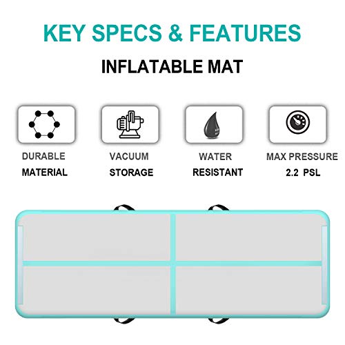 Yikky Alfombrilla Hinchable Airtrack Colchoneta Inflable Pista de Aire para Gimnasia con Bomba de Aire Eléctrica para Yoga Entrenamiento Taekwondo Antideslizante