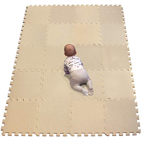 YIMINYUER 20 Esterilla de Ejercicios Interconectables, Esterilla Puzzle de Fitness, Suave y Firme Espuma EVA, Antideslizante,Protector Suelo Goma Beige R10G301020