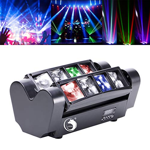 Yimosi 60W,RGBW(4 en 1) 8 LEDs DMX512 Luz de discoteca Iluminación de escenario Lámpara de escena Comando de voz para DJ Partido Fiesta Bar Club Escenario Teatro