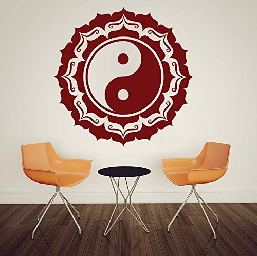 Yin Yang Design Mandala Etiqueta de la pared Estatua de Buda Vinilo Tatuajes de pared Yoga Studio Decoración Autoadhesivo Mandala Etiqueta de la pared Decoración del hogar Etiqueta A8 42x42cm