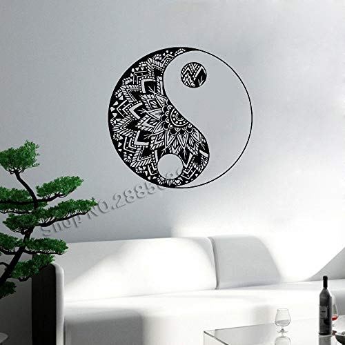 Yin Yang Yoga Patrón Tatuajes de pared Mandala Pegatina Vinilo Extraíble Decoración del hogar Bohemio Bohemio Estilo Papel pintado Creativo Calcomanía A2 M 56cm x 56cm